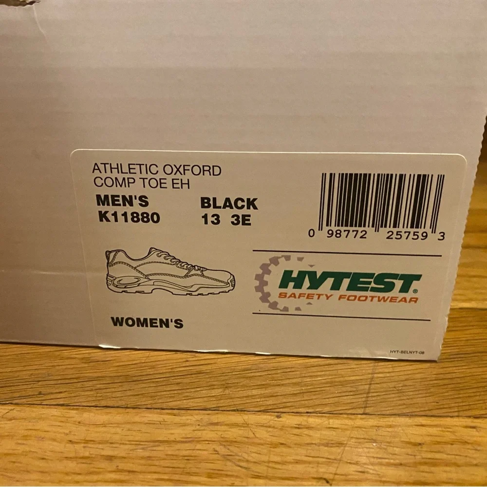 HYTEST Mens 13 3E Extra Wide Black Athletic Oxford Comp Toe Steel Toe Work Boot - Picture 11 of 12